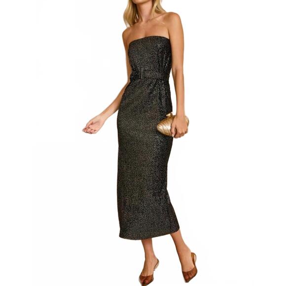 NEW DRESS FORUM midnight muse velvet strapless dress in black/gold - Picture 3 of 6